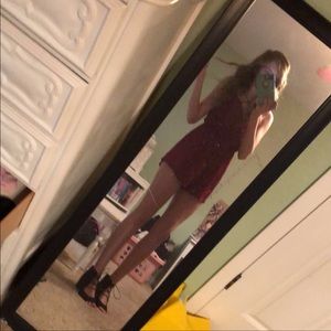 Fowlfox Red Satin Romper playsuit Small